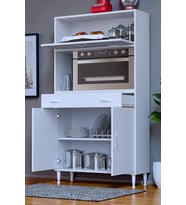 Eliusta Avelin Kapaklı Mini/Midi Fırın Dolabı 90 cm Beyaz Çok Fonksiyonlu 90x163,4x32,5 cm Mutfak Dolabı