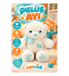 3186 Papyonlu Peluş Ayı 30 cm -canrodi
