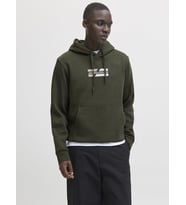 Jack & Jones Erkek Grafik Baskılı Kapüşonlu Sweatshirt - Corp (Yeşil)