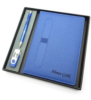 Signator® Codex  N112 Kişiye Özel Defterli Set - İsme Özel Mavi Kalem + İsme Özel Mavi Defter + İsme Özel Usb Bellek İsme Özel Kutusunda Hediyelik Set (Karışık)
