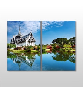 Şato Ve Doğa Kanvas Tablo 90x80cm (Karışık)