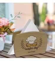BK Gift Kişiye Özel Chef Tasarımlı Lüks Ahşap Peçetelik-12