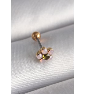 316L Çelik Gold Renk Zirkon Taşlı Çiçek Tragus Piercing 5886 - HPSBYI6576-4656