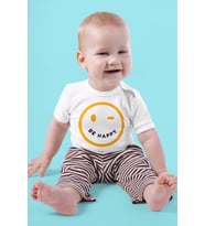 Be Happy Desenli Kısa Kol Erkek Body