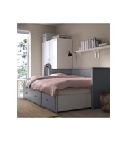 HEMNES DİVAN gri 80x200 cm DİVAN VE SAKLAMA ALANI