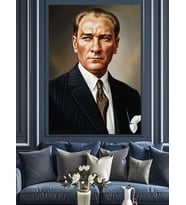 Mustafa Kemal Atatürk Portresi Dekoratif Kanvas - Mdf Ahşap Tablo