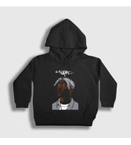 Presmono Unisex Çocuk Siyah Icon Tupac Shakur Kapüşonlu Sweatshirt 45880tt