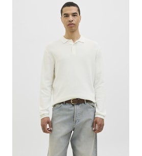 JJEGEORGE KNIT POLO LS SN (Beyaz)