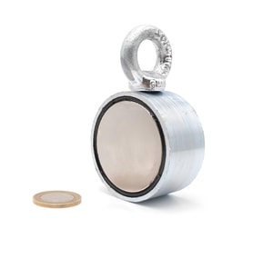 Çift Taraflı (Double Sided) Pot Mıknatıs Ø60 mm Fishing Magnet - 360° Çekim Gücü - 150-200 kg - Deniz Mıknatısı (Kahverengi)
