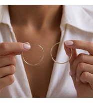 14K Altın Halka Küpe 1,2 mm 3.8 cm GİZLİ KİLİT