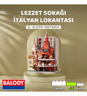 Balody Lezzet Sokağı – İtalyan Lokantası (BL21318) – Mini Blok Yapı Oyuncakları Seti (Pembe)