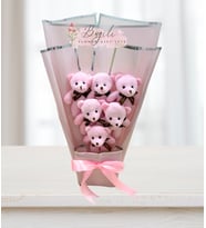6lı Pembe Peluş Ayıcık Buketi Eşe Arkadaşa Sevgiliye Hediye Anneler Günü