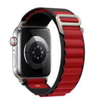 Apple Watch 10/11 42mm-38/40/41mm Kordon Naylon Mountain Band 74 2/3/4/5/6/se/7/ (Siyah-Kırmızı)