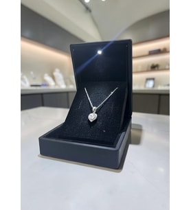 Işıklı Kutuda 925 Ayar Gümüş Kalp Kolye Kadın (Beyaz) (Çok Renkli)
