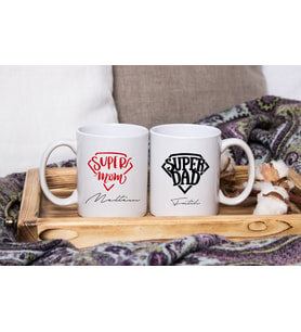 En Süper Anne & En Süper Baba Tasarımlı İkili Kupa Seti