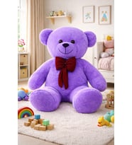100 cm Papyonlu Büyük Peluş Ayıcık - Yumuşak Dokulu Oyuncak Hediyesi (Mor)