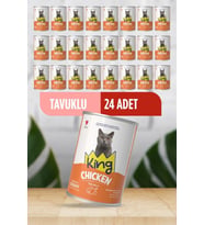 King Sos İçerisinde Et Parçacıklı Tavuklu Kedi Konservesi 400 Gr*24 ADET