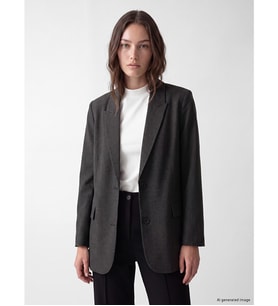 LCW Modest Antrasit Loose Fit Kadın Blazer Ceket