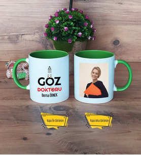 Göz Doktoru Kupa Bardak Yeşil Fotoğraflı Tıp Bayramı Hediyesi