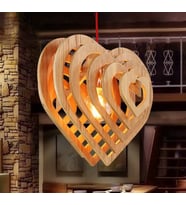 Modern Tasarım Kalp Modeli Doğal Ahşap Mdf 3d Lazer Kesim Rustik Salon Avize