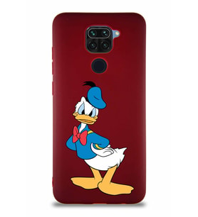 Xiaomi Redmi Note 9 Soft Premier Kapak Donald Duck-D Tasarımlı Silikon Kılıf - Mürdüm (Şeffaf)