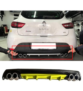 Renault Clio Mk4 Sarı Difüzör Çiftli Yuvarlak Egzoz Görünümlü D Tip Difizör 2012-2019