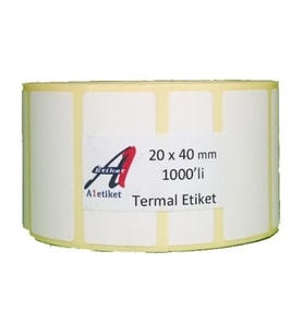 Kirtasiyejet Etiket Termal Etiket 20 x 40 mm 50,000 Adet Termal Barkod Etiketi 1.000 Sarımlı 50 Rulo