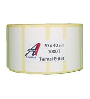 Kirtasiyejet Etiket Termal Etiket 20 x 40 mm 50,000 Adet Termal Barkod Etiketi 1.000 Sarımlı 50 Rulo