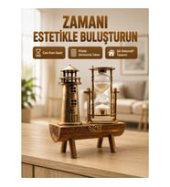 Mey İthalat® Deniz Feneri Tasarımlı Ahşap Kum Saati – Retro Masa Aksesuarı Yeni Nesil