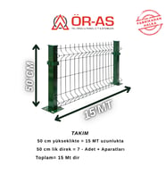50'lik panel Takım - 15 mt + 1 direk Avantaj Paket Yeşil Renk (Y.Yeşil)