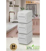 3'lü 8 lt ve 24 lt Gri Sebzelik ve Organizer Seti