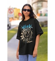 Blink 182 Gülen Yüz Baskılı Unisex Oversize Tişört
