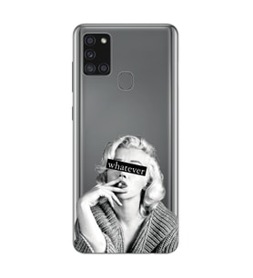 Samsung Galaxy A21S Uyumlu Marilyn Monroe Desenli Şeffaf Telefon Kılıfı