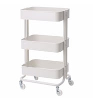 Çelik-Beyaz Servis Arabası 35x45x78 Cm IKEA Banyo Düzenleyici-Raf Ünitesi Tekerli