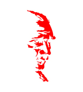 Atatürk Silüet Sticker17x17 Cm Kırmızı
