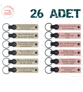 S Kahve & Yavru Ağzı, Doğa Turu Ekibine Özel Sürpriz, 26’lı Set, İsim Yazılabilen Deri Anahtarlık