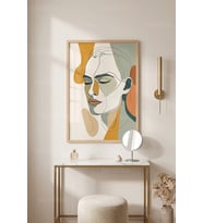 Soyut Portre Modern Minimalizm 1. Kalite Ahşap Çerçeveli Tablo