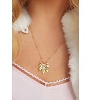 925 Ayar Gümüş Çınar Yaprağı Kolye (Gold)