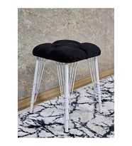Kare Beyaz Boyalı Telli Ayaklı Tabure - Oturak - Bar Taburesi - Ayaklı Tabure Siyah Renk 33 x 48 Boyut/Ebat (Çok Renkli)