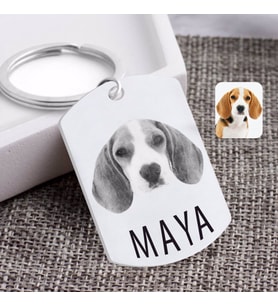 BK Gift Kişiye Özel Karakalem Evcil Dost Köpek Pleksi Anahtarlık (Beyaz)