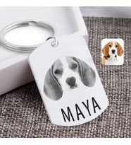 BK Gift Kişiye Özel Karakalem Evcil Dost Köpek Pleksi Anahtarlık (Beyaz)