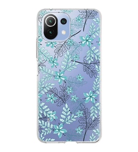 Xiaomi Mi 11 Lite Uyumlu Kapak Floral Su Yeşili Tasarımlı Şeffaf Silikon Kılıf