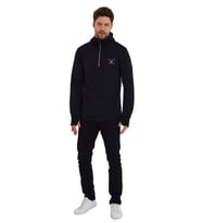 Rush Run Erkek Antrenman Kanguru Cepli Fermuarlı Kapüşon Yaka  Spor Sweatshirt (Siyah)
