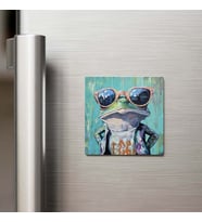 Glass Frog - Cam Kurbağası - Güneş Gözlüklü Style - Buzdolap Magneti - 9x9 Cm