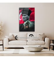 Atatürk ve Bayrak Cam Tablo