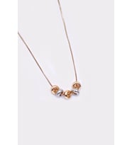 Metal Boncuklu Gold Rose Renk Çelik Kolye