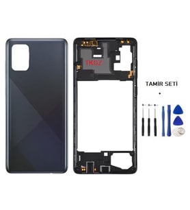 Samsung Galaxy A71 - SM-A715F FULL Kasa Arka Kapak Takım SİYAH - TAMİR SETİ