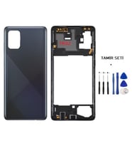 Samsung Galaxy A71 - SM-A715F FULL Kasa Arka Kapak Takım SİYAH - TAMİR SETİ