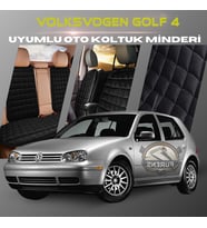 Volksvogen Golf 4 Siyah Renk Tay Tüyü Cepli & Terletmez Sırtlı Oto Koltuk Minder Seti - Koltuk Koruma Kılıfı (ÖN & ARKA TAM SET)