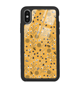 iPhone X - Xs Uyumlu Sarı Bindanlı Tasarımlı Glossy Telefon Kılıfı